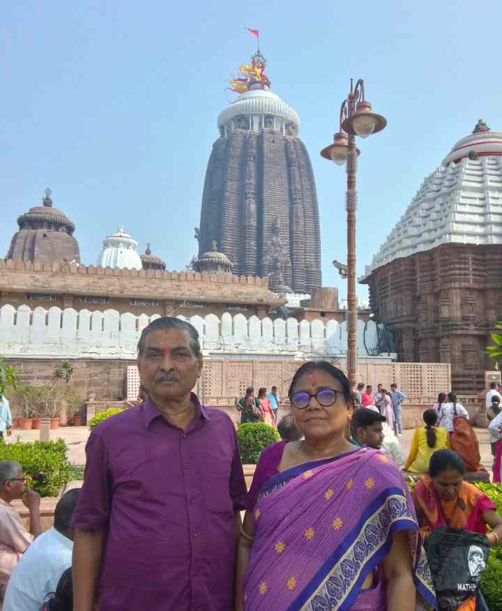 With his wife at the Jagannath temple, Puri